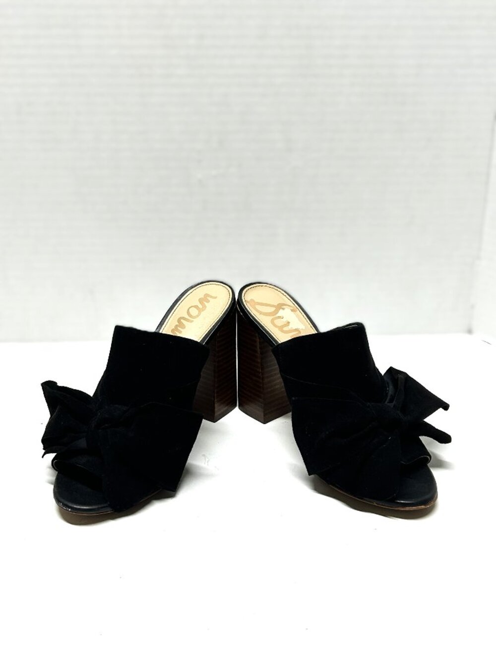 Sam Edelman Yumi peep toe block heels with black leather bow size 7.5